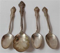 4 DAINTY SILVER PLATES SPOON