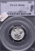 1943 PCGS MS66 MERCURY DIME