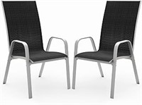 Jearey Patio Chairs Set Of 2, Outdoor Stackable
