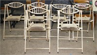 6 pcs Antique Metal folding Chairs w Adjust. Rest