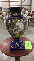 Limoges French blue vase 13”