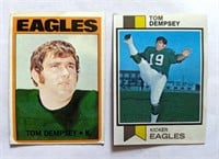 2 Tom Dempsey Cards 1972 & 1973