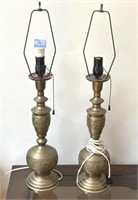 PAIR METAL TABLE LAMPS - NO SHADES