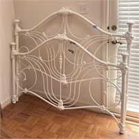 60" IRON BED PAINTED WHITE - HEADBOARD AND