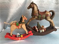 2- ROCKING HORSES. SMALL ONE IS WOOD LARGE ONE