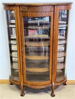 LOVELY LARGE SOLID OAK CURVED GLASS CABINET