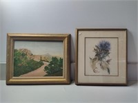 Wall Art, 2 PC's, Mountain Trail / Flower