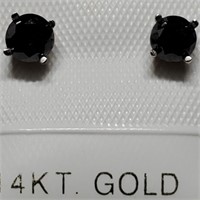 Certified 14K  Treated Black Diamond(0.58ct) Earri