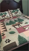 Moose cottage quilt with shames