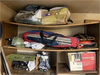 Contents of 4 shelves - tent, outdoor sports,