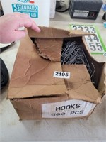 BOX OF PEG HOOKS, MOSTLY FULL