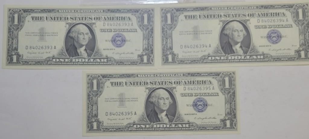 (3) 1957A $1 Silver Certificates **
