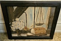 Fowers & Bread Handpainted Picture Framed C Miller