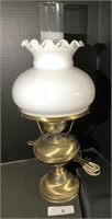 Brass & Milk Glass Table Lamp.