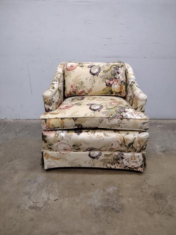 Vintage Floral Upholstered Arm Chair