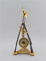 Figural Rifle Teepee Clock.Drum.German