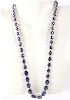 14K GOLD 32 CTW SAPPHIRE & 3.1CTW DIAMOND NECKLACE