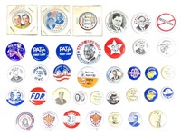 37 Political Buttons US Mid-Century, Nixon, LBJ +