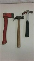 Two Claw Hammers & A Hatchet