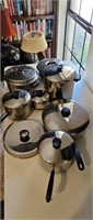 Revere ware 7 pots and one  extra piece