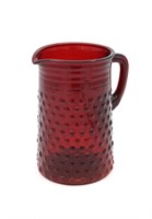 MCM Ruby Red Hobnail Pitcher