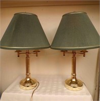 2) Vintage Gold/Green table Lamps