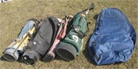 (4) Various golf bags including Ping, Knight,