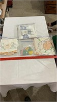 Table cloths, hand crafted quilting cloths.