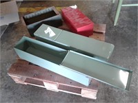 Antique Metal Boxes & 24"sq Hardwood Skid
