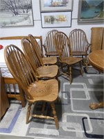 SOLID OAK HOOP BACK DINING CHAIRS