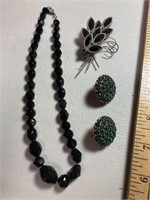 Vintage necklace, pin,  vendom earrings