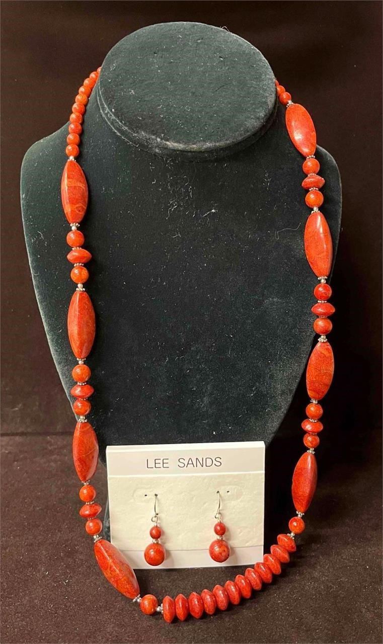 Vintage Lee Sands Bead Necklace & Earring Set