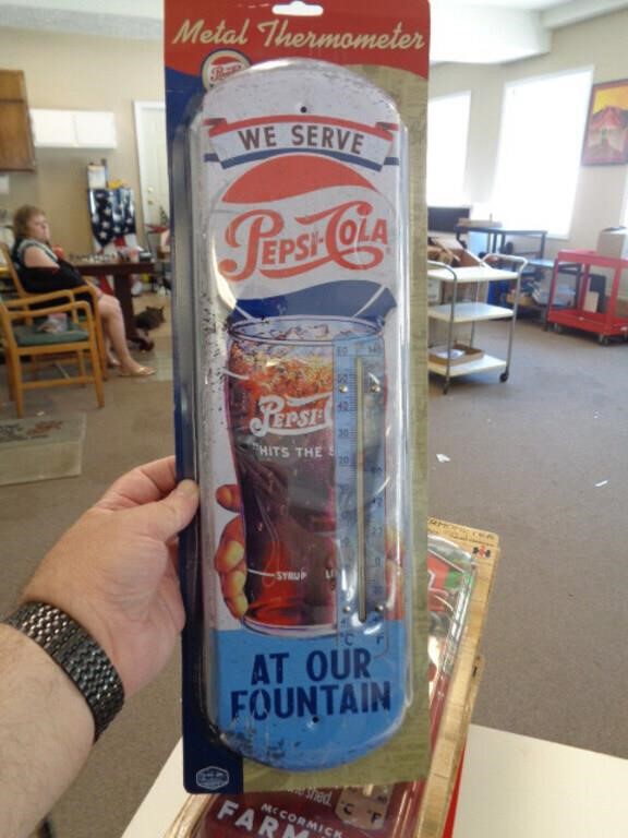 5" X 17" METAL THERMOMETER - PEPSI