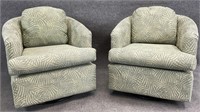 Pair Barrel Back Rocking Club Chairs B