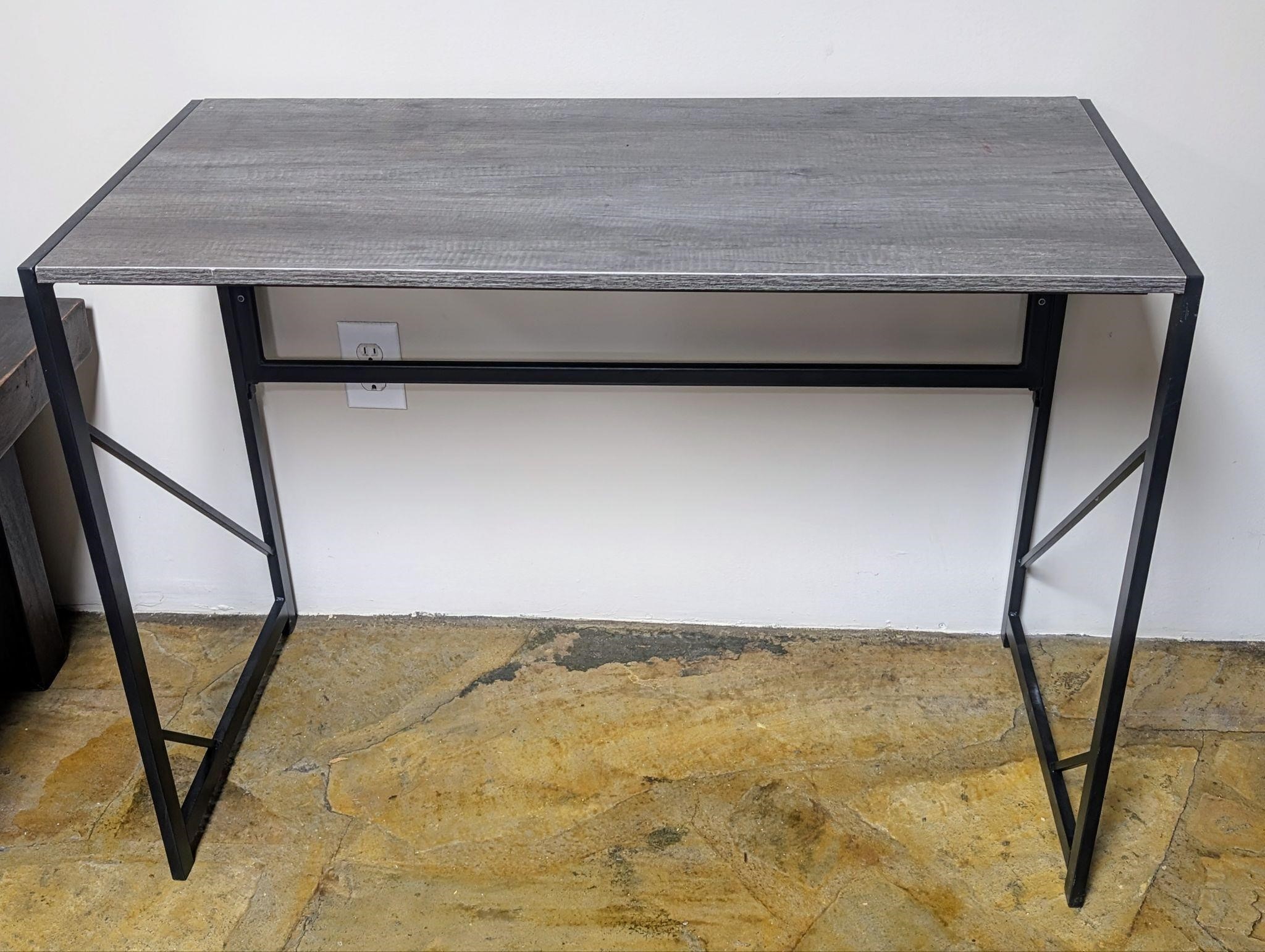 Dark Gray Metal Office Table w/ Folding Legs