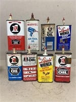 Advertising oil cans all have content