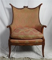19th Century Antique Carved Bow Upholstered Chair