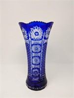 Blue Cut To Clear Vase
