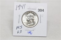 1941 MS63 Silver Washington Quarter