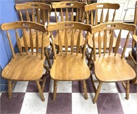 6 matching oak chairs