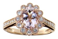 14kt Gold 1.58 ct Oval Morganite & Diamond Ring