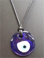 22" necklace with blue eye pendant