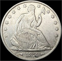 1874 Arws Seated Liberty Half Dollar CLOSELY