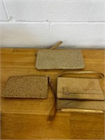 Lot of 3 gold tone clutches vintage & modern