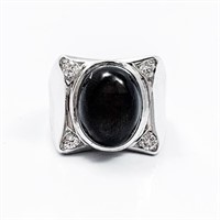 $2700 Diamond & Black Obsidian Ring 14k WG