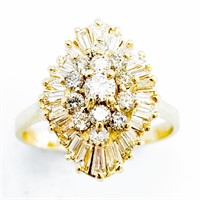 1.25 CT Diamond & 14k Gold Ballerina Style Ring