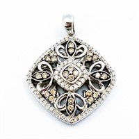 Designer Chocolate & White Diamond 14k WG Pendant