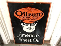 Oilzum Motor Oil 2-Sided Porcelain Sign