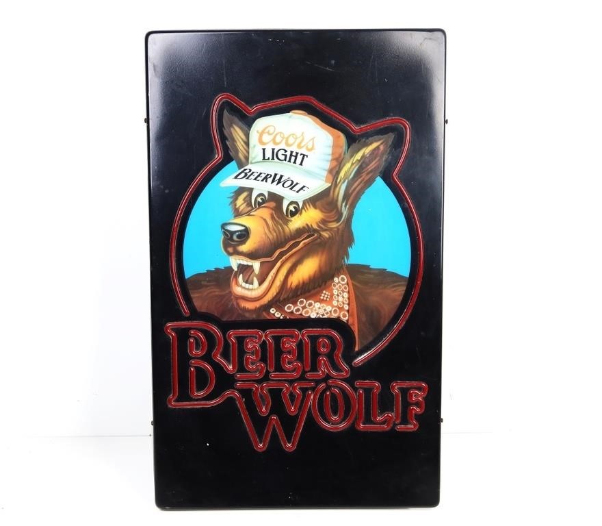 VINTAGE COORS "BEER WOLF" LIGHTED BEER SIGN