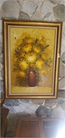 Vintage framed floral painting- 30 x 43 inches